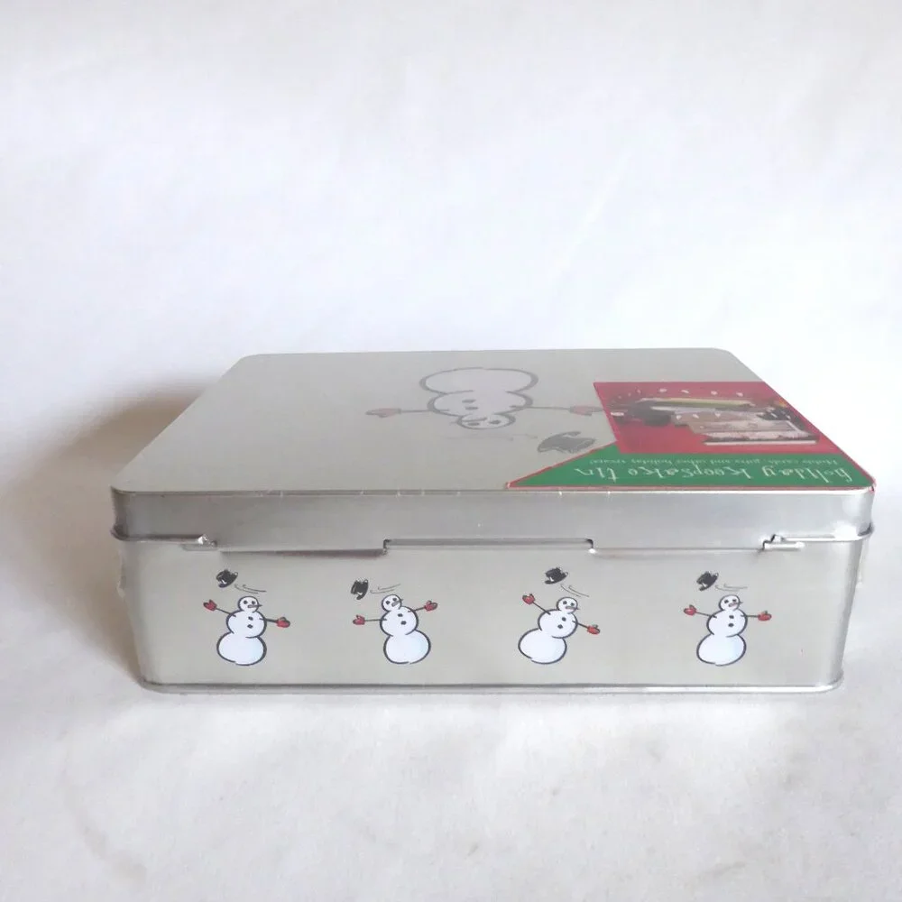 NEW CHRISTMAS SNOWMAN HOLIDAY KEEPSAKE STORAGE TIN BOX CONTAINER STORE